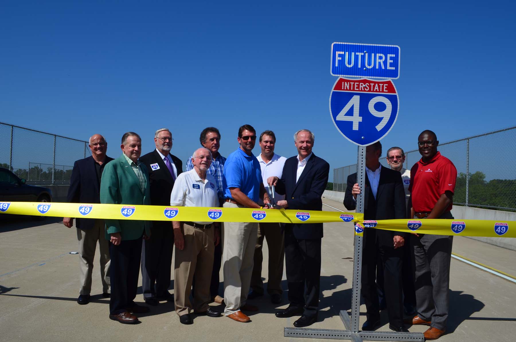 I-49 International Coalition members gathered for the opening of I-49 across the AR/LA border on Nov. 10, 2014.